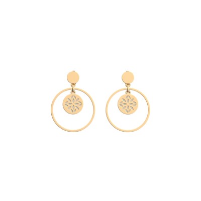 Boucles d'oreilles pendantes Les Cadettes Lotus Laque, finition dorée, taille XL