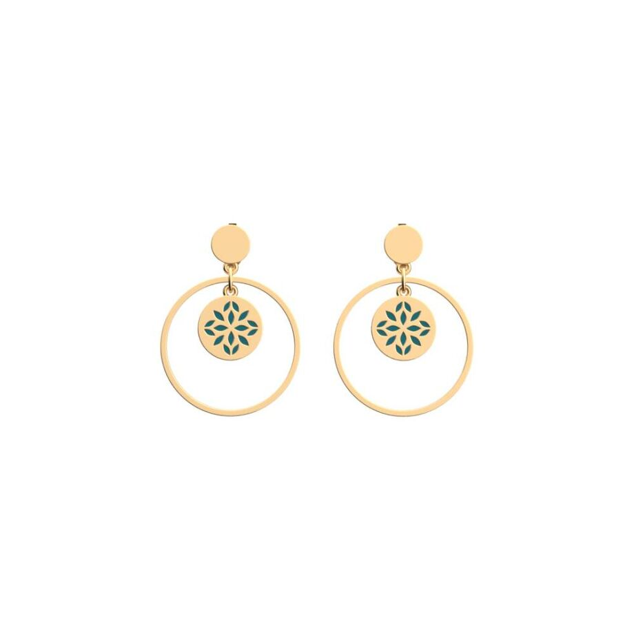 Boucles d'oreilles Les Cadettes Lotus Laque finition dorée, taille L