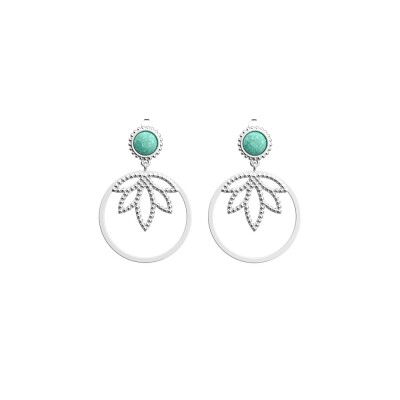 Boucles d'oreilles pendantes Les Georgettes Les Cadettes Lotus Perle, finition argentée, taille XL