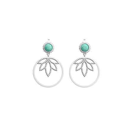 Boucles d'oreilles pendantes Les Georgettes Les Cadettes Lotus Perle, finition argentée, taille XL