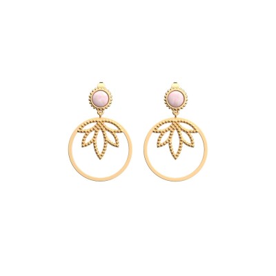 Boucles d'oreilles pendantes Les Georgettes Les Cadettes Lotus Perle, finition dorée, taille XL