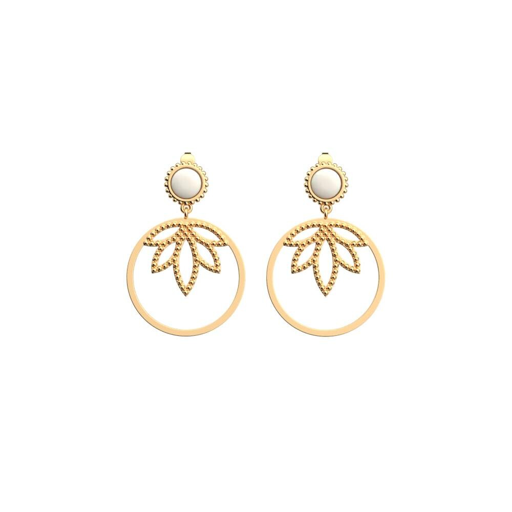 Boucles d'oreilles Les Cadettes Lotus Perle finition dorée, taille XL