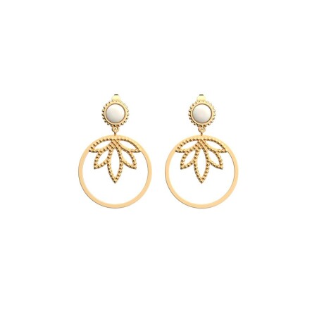 Boucles d'oreilles Les Georgettes Les Cadettes Lotus Perle finition dorée, taille XL