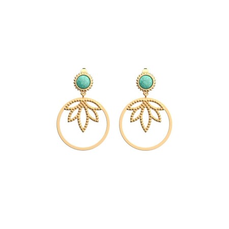 Boucles d'oreilles Les Georgettes Les Cadettes Lotus Perle finition dorée, taille XL