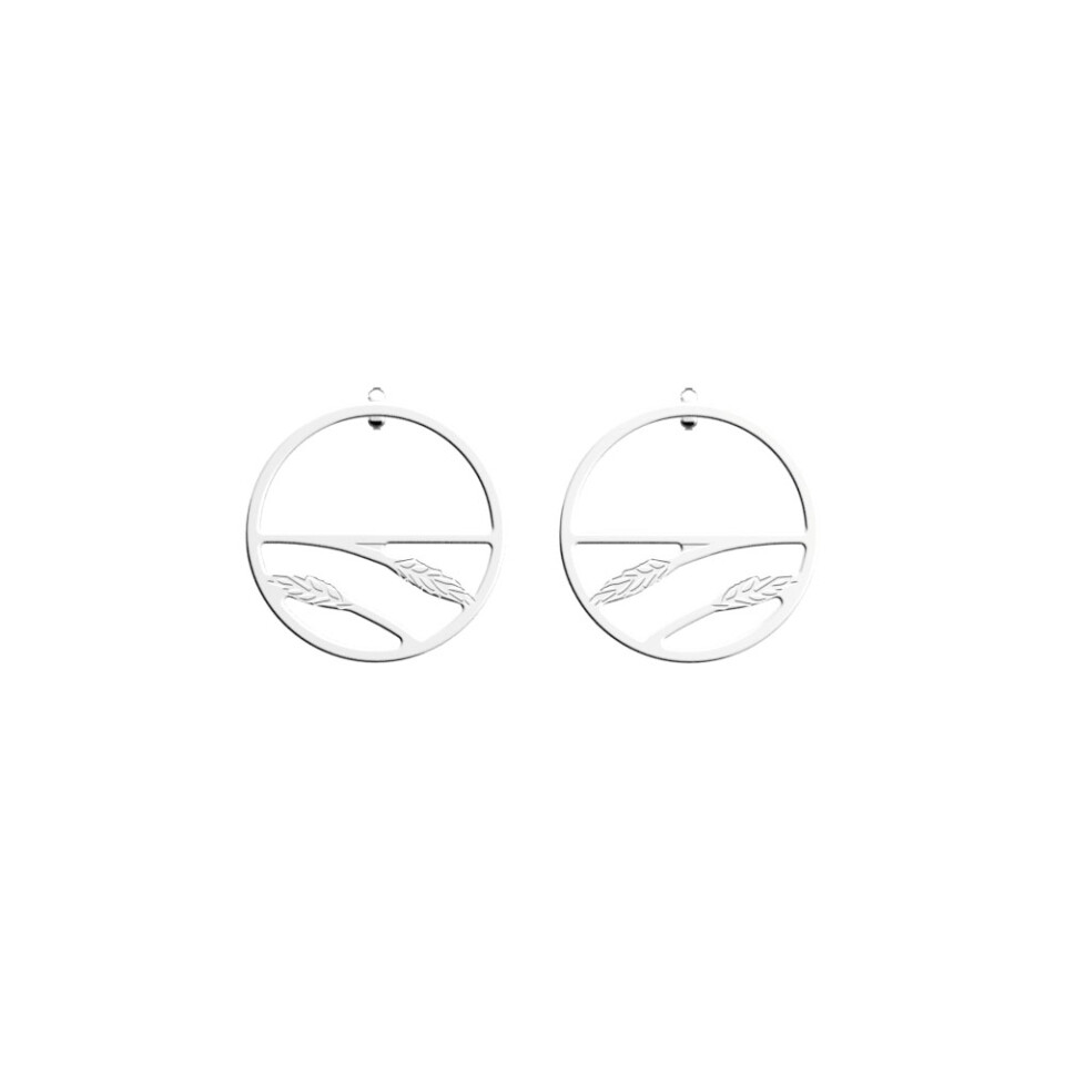 Boucles d'oreilles créoles Les Georgettes Essentielles Epis De Blé finition argentée, 30mm