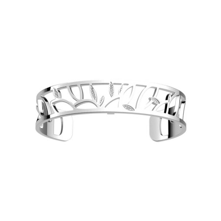 Bracelet manchette Les Georgettes Arbre de vie en laiton finition argentée et oxydes de zirconium, 14mm