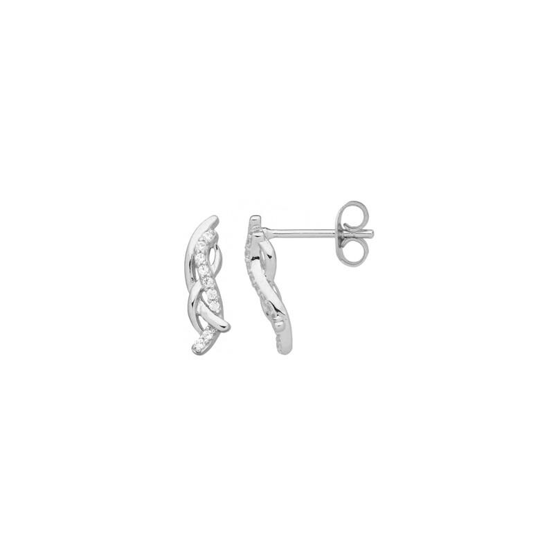 Boucles d'oreilles motif vague en argent et oxyde de zirconium