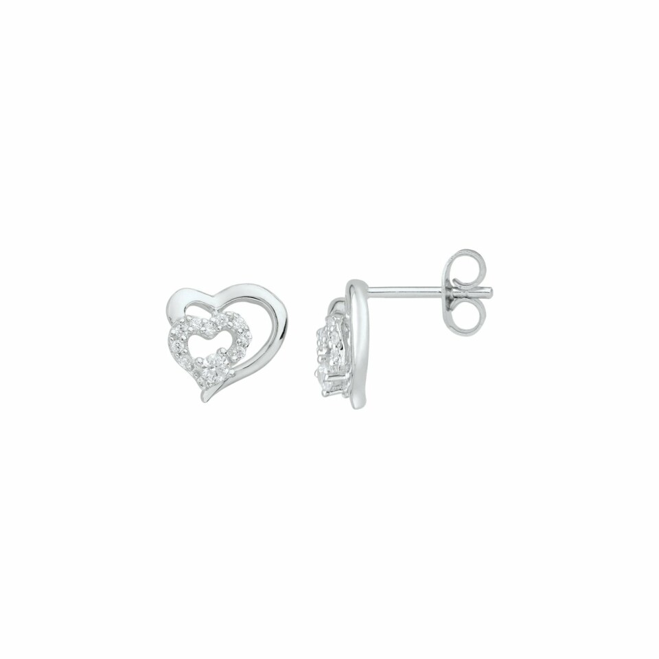 Boucles d'oreilles clous en argent et oxydes de zirconium