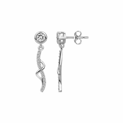 Boucles d'oreilles pendantes en argent et oxydes de zirconium