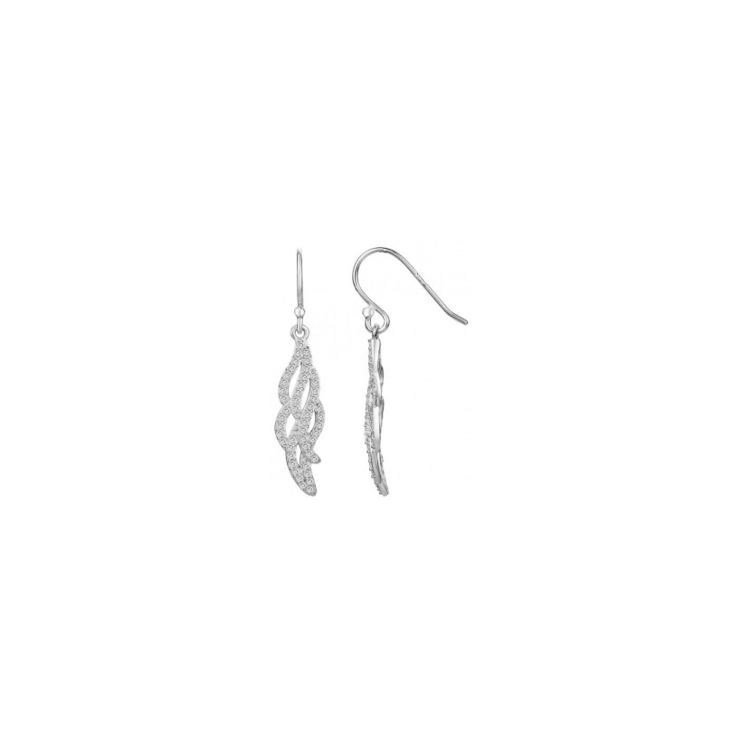 Boucles d'oreilles crochet ailes en argent et oxydes de zirconium