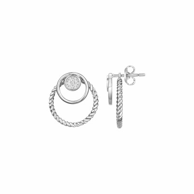 Boucles d'oreilles pendantes en argent et oxydes de zirconium