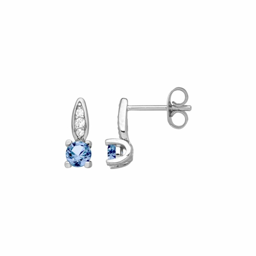 Boucles d'oreilles en argent, pierres bleues et oxydes de zirconium