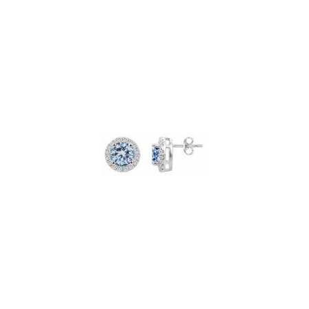 Boucles d'oreilles en argent, spinelle bleue et oxyde de zirconium