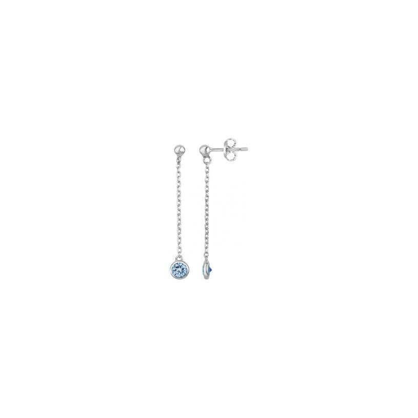 Boucles d'oreilles en argent et spinelle bleue