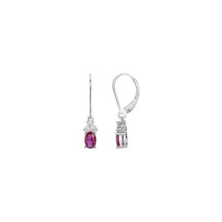 Boucles d'oreilles en argent, spinelle synthétique et oxyde de zirconium