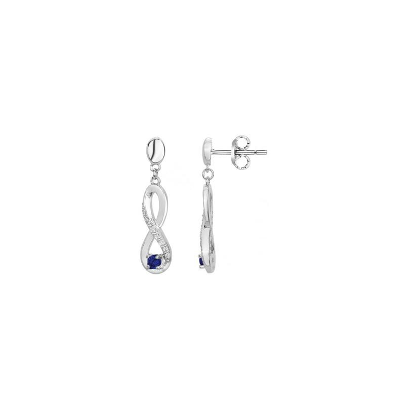 Boucles d'oreilles en argent, spinelle synthétique et oxyde de zirconium