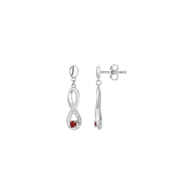 Boucles d'oreilles en argent, spinelle synthétique et oxyde de zirconium