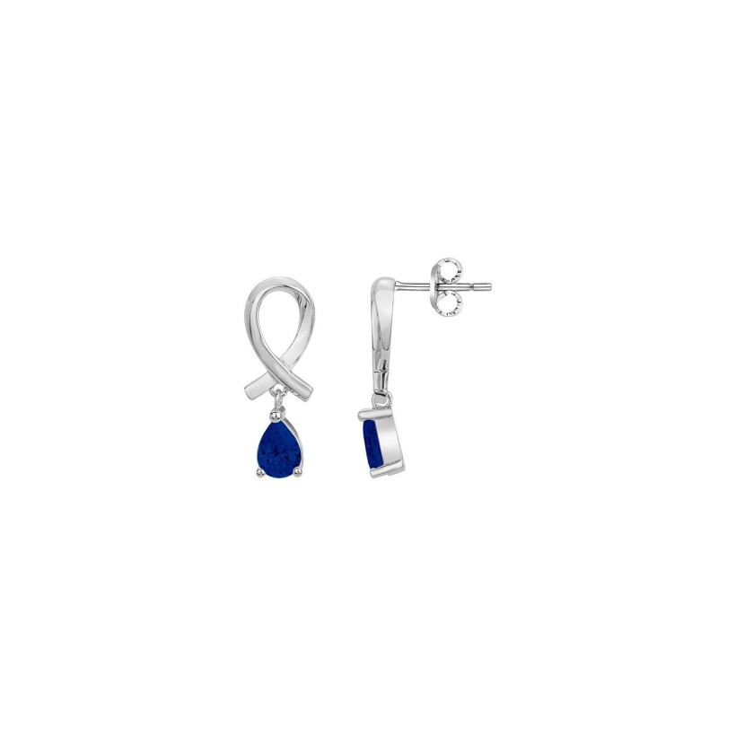 Boucles d'oreilles pendantes en argent et pierres de couleurs