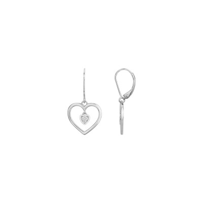 Boucles d'oreilles dormeuses en argent et oxydes de zirconium