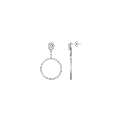 Boucles d'oreilles pendantes en argent et oxydes de zirconium