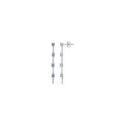 Boucles d'oreilles pendantes en argent et pierres de couleurs