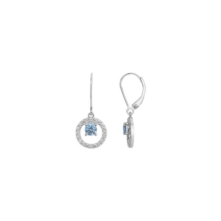 Boucles d'oreilles pendantes en argent, oxydes de zirconium et pierres de couleurs