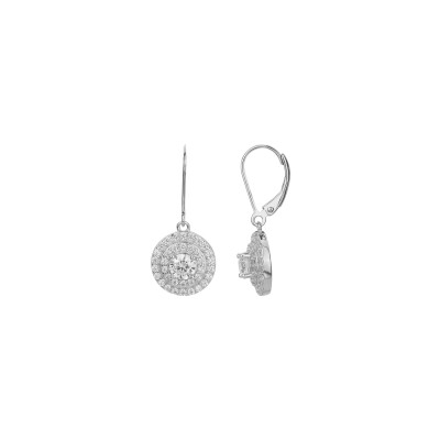 Boucles d'oreilles dormeuses en argent et oxydes de zirconium