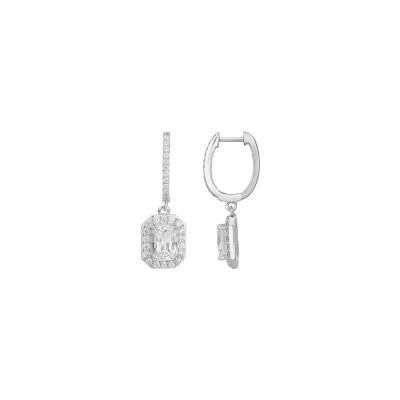 Boucles d'oreilles dormeuses en argent et oxydes de zirconium