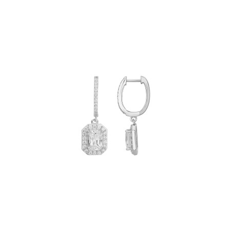 Boucles d'oreilles dormeuses en argent et oxydes de zirconium