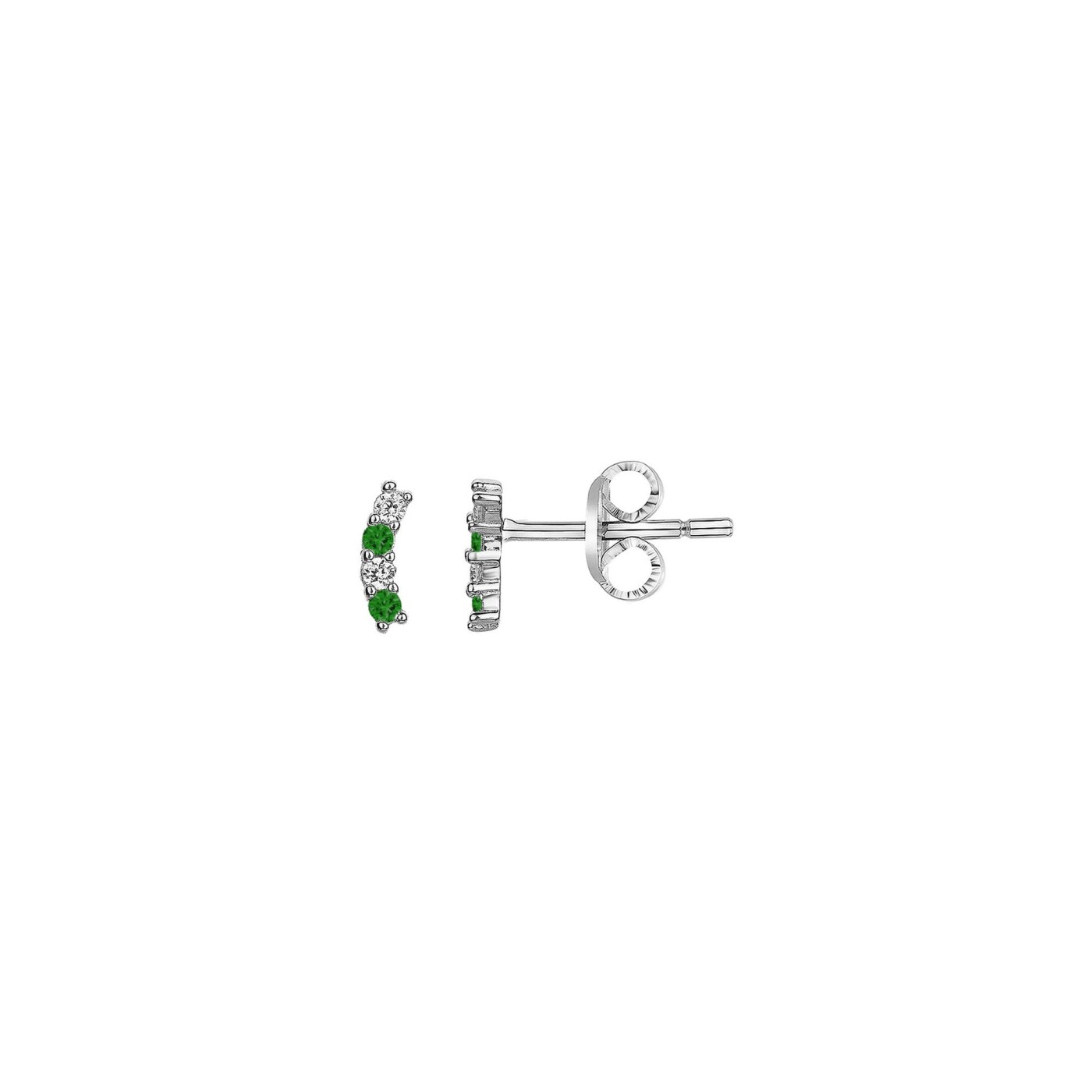 Boucles d'oreilles en argent et oxydes de zirconium verts et blancs