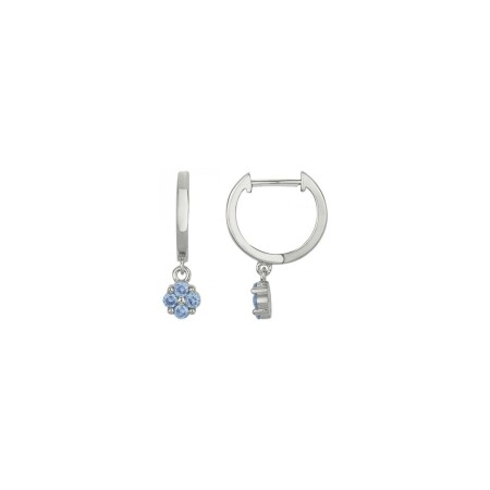 Boucles d'oreilles en argent et spinelle synthétique bleue