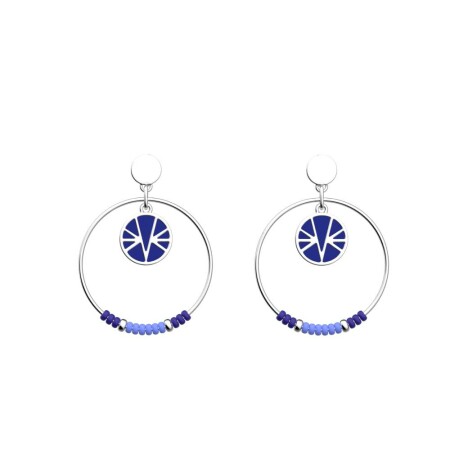 Boucles d'oreilles Les Cadettes Winter Ibiza Bleu Marine, finition argentée, taille L