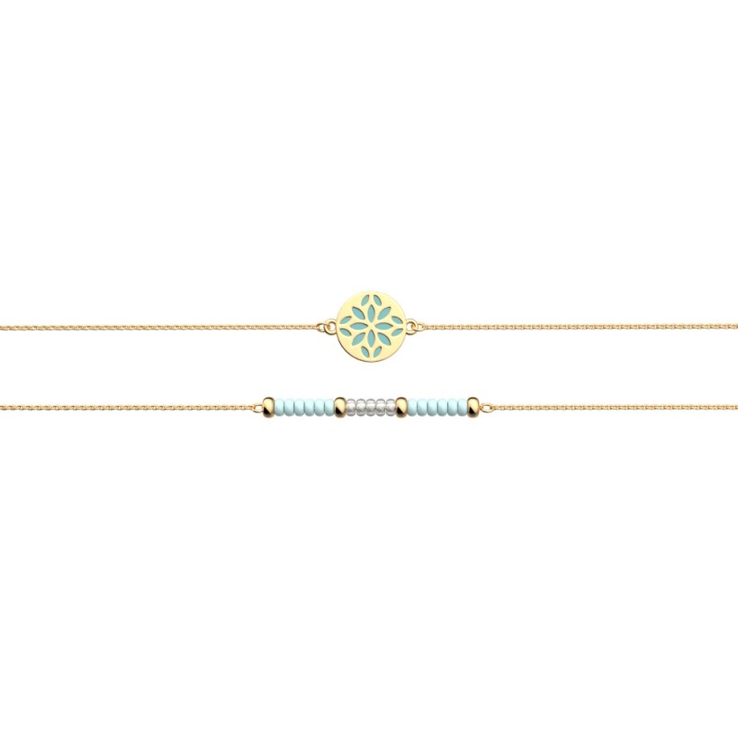 Bracelet chaîne Les Georgettes Les Cadettes Lotus Iconic, finition dorée, taille S
