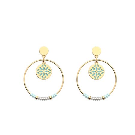 Boucles d'oreilles pendantes Les Cadettes Lotus Iconic, finition dorée, taille XL