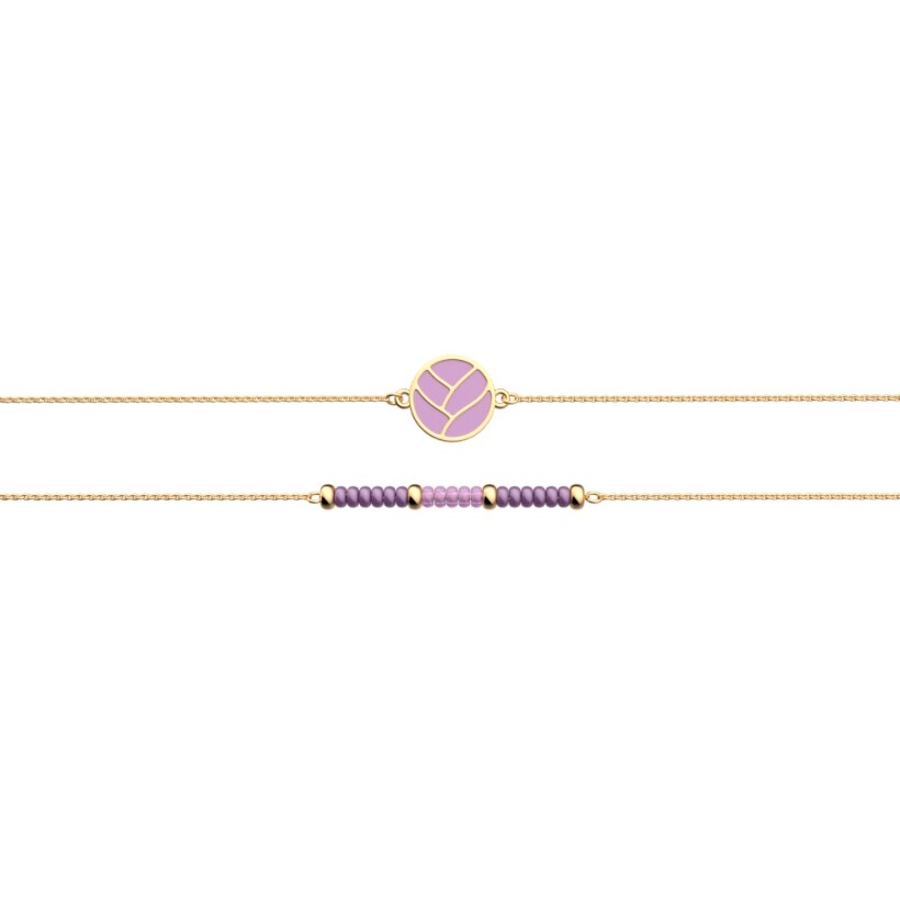 Bracelet chaîne Les Cadettes Tresse Iconic, finition dorée rose, taille S