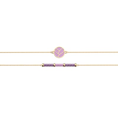 Bracelet chaîne Les Georgettes Les Cadettes Tresse Iconic, finition dorée rose, taille S