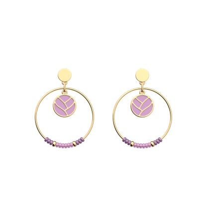 Boucles d'oreilles pendantes Les Cadettes Tresse Iconic, finition dorée rose, taille XL