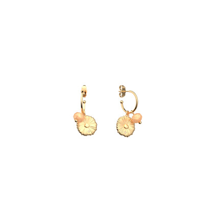 Boucles d'oreilles Les Cadettes Summer Girafe Perles Corail, finition dorée, taille L