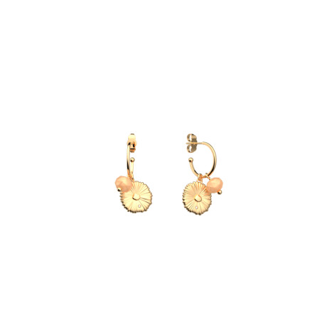 Boucles d'oreilles Les Georgettes Les Cadettes Summer Girafe Perles Corail, finition dorée, taille L