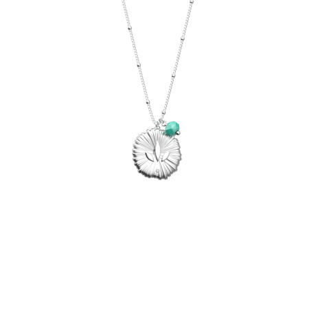 Collier Les Georgettes Les Cadettes Summer Lotus Perles Cyan, finition argentée