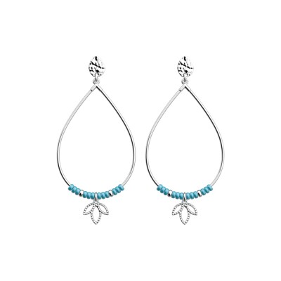 Boucles d'oreilles pendantes Les Cadettes Lotus Pampille, finition argentée, taille L