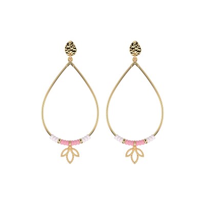 Boucles d'oreilles pendantes Les Cadettes Lotus Pampille, finition dorée, taille L