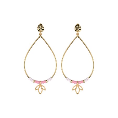 Boucles d'oreilles pendantes Les Cadettes Lotus Pampille, finition dorée, taille L