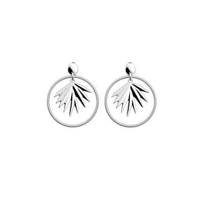 Boucles d'oreilles pendantes Les Georgettes Les Cadettes Palme, finition argentée, taille L