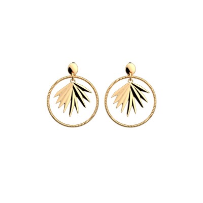 Boucles d'oreilles pendantes Les Cadettes Palme, finition dorée, taille L