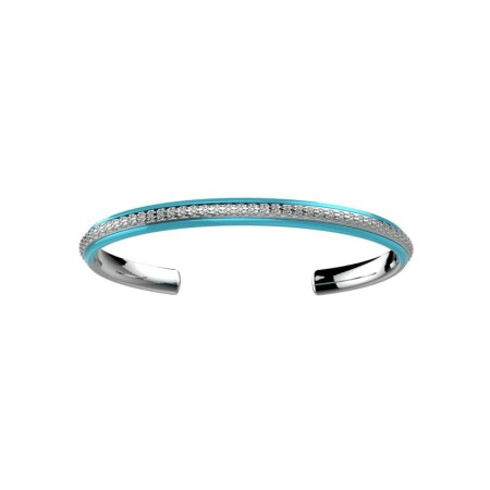 Bracelet Les Cadettes Sunset finition argentée et laque turquoise