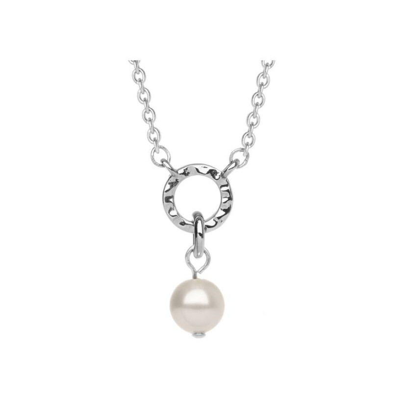 Collier Saunier en argent et perle d'imitation blanche