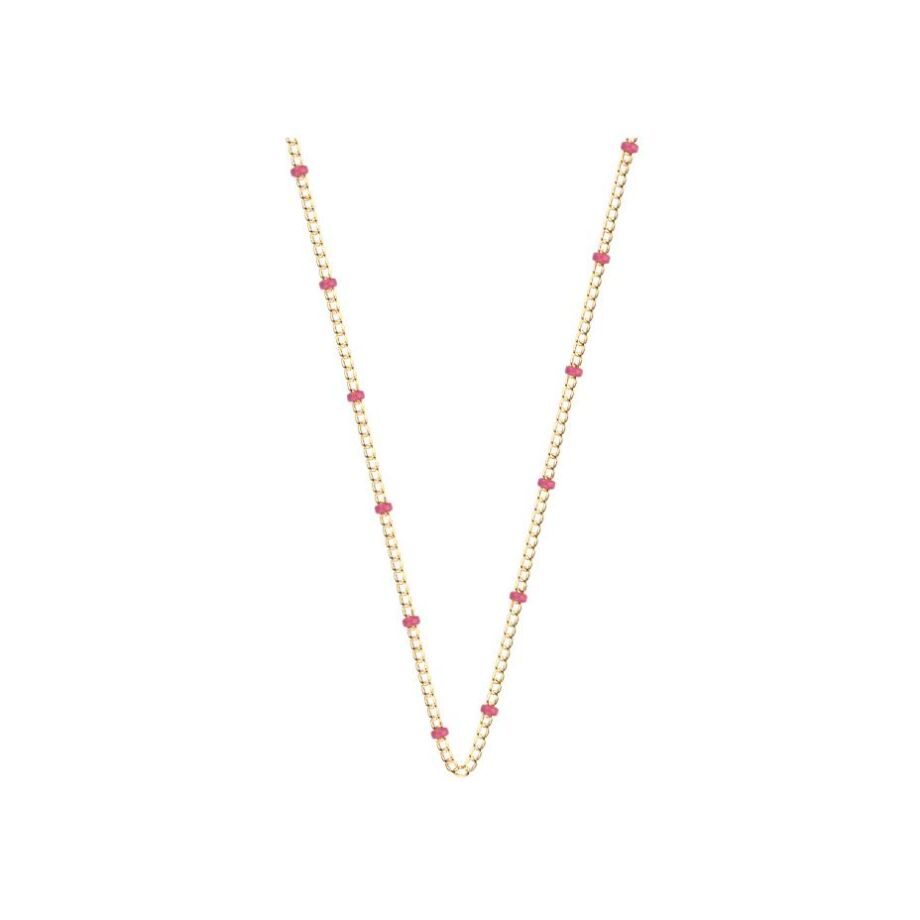 Collier Les Cadettes Chaine Bille Coloree finition dorée et laque fuchsia