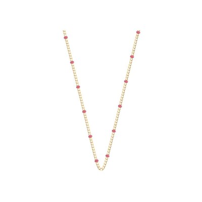 Collier Les Cadettes Chaine Bille Coloree finition dorée et laque fuchsia