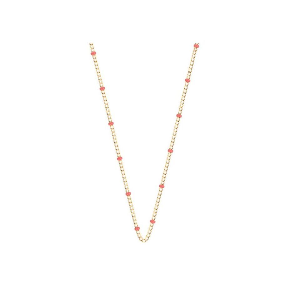 Collier Les Cadettes Chaine Bille Coloree finition dorée et laque corail